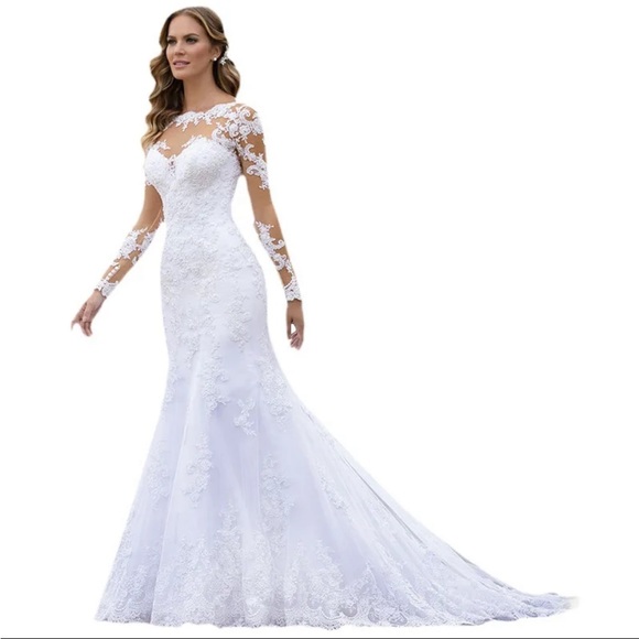 🎉PREORDER Lace Mermaid Wedding Bridal Tulle Dress - Sizes 2 thru 24 available - Picture 7 of 16